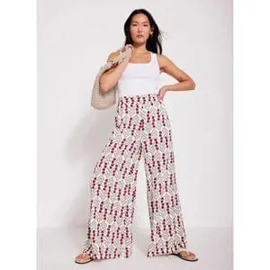 Mint Velvet Neutral Floral Print Wide Leg Trousers